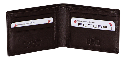 Futura Mens RFID Slim Leather Wallet - Brown-0