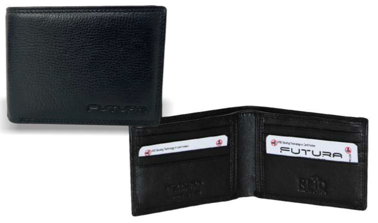 Futura Mens RFID Protected Slim Genuine Leather Wallet - Black-1