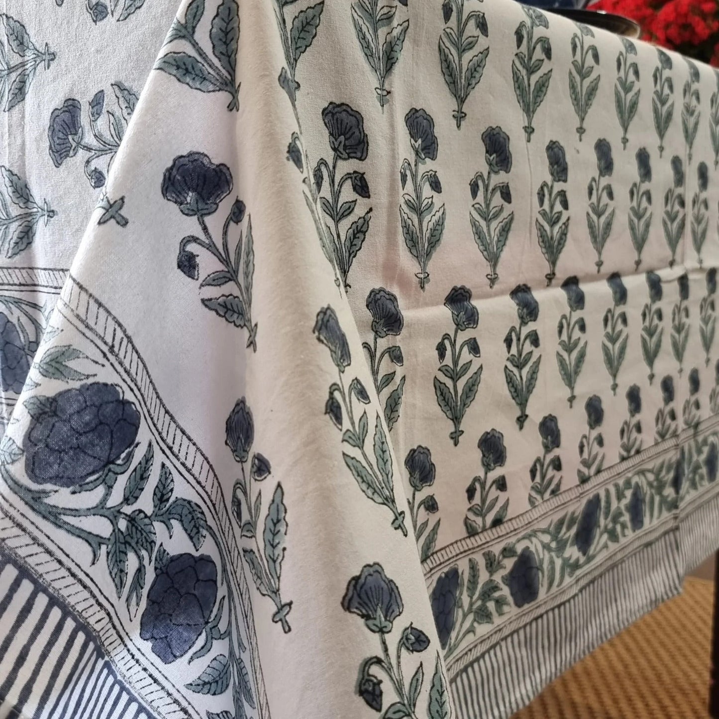 Kolka Rectangle Square Tablecloth Table Cover Flower Pattern Dining Table Cloth - Grey-3