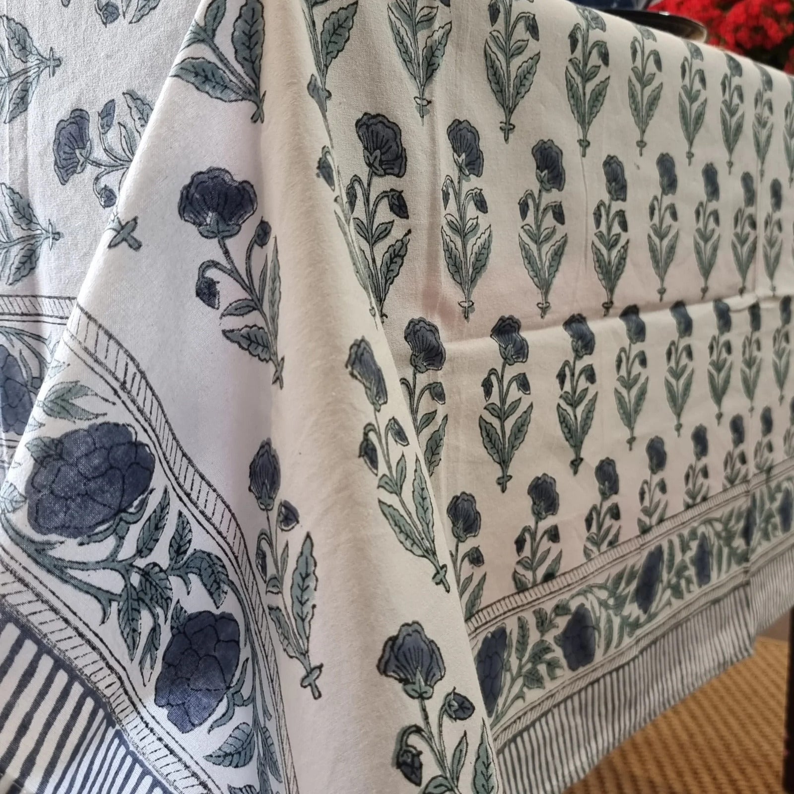 Kolka Rectangle Square Tablecloth Table Cover Flower Pattern Dining Table Cloth - Grey-3