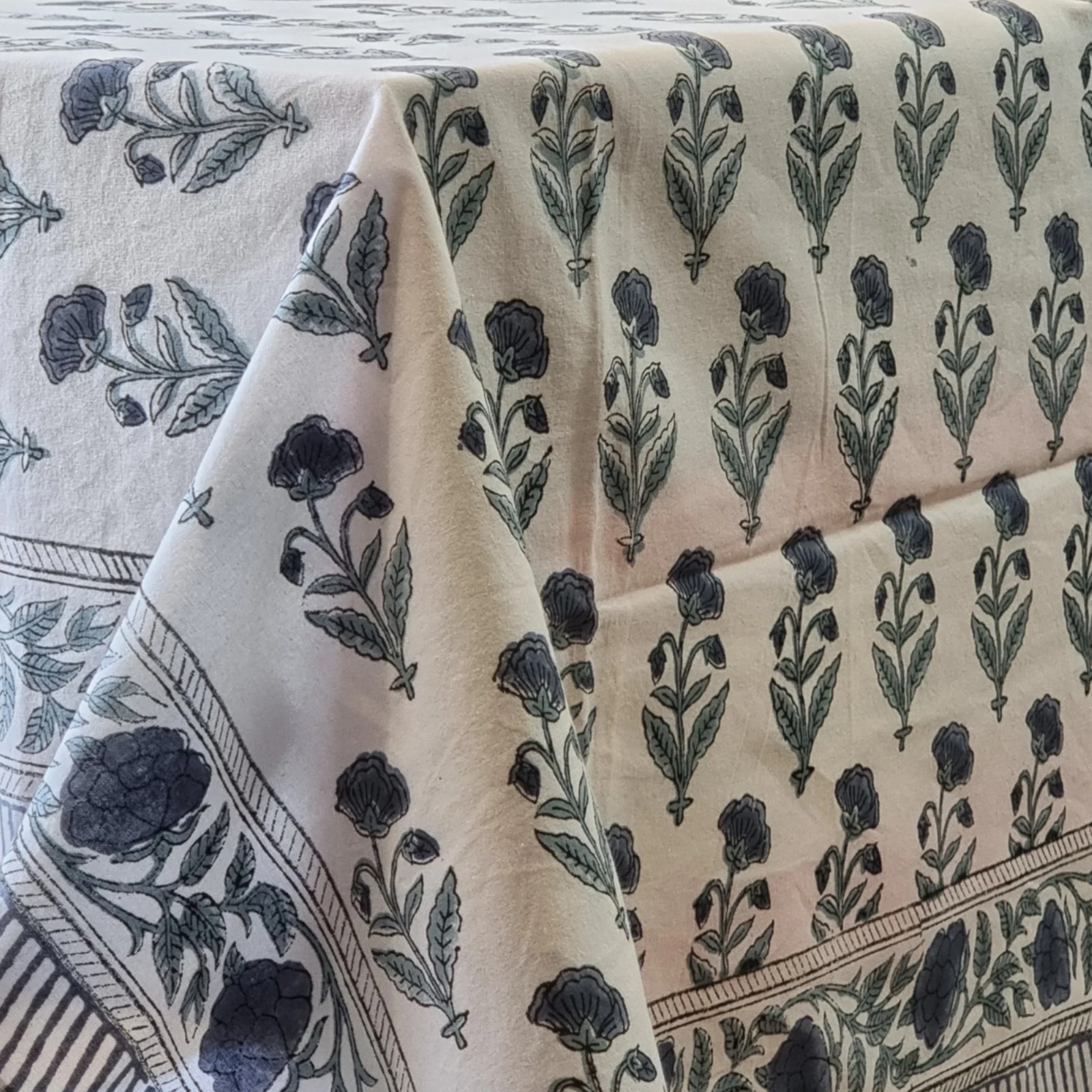 Kolka Rectangle Square Tablecloth Table Cover Flower Pattern Dining Table Cloth - Grey-0