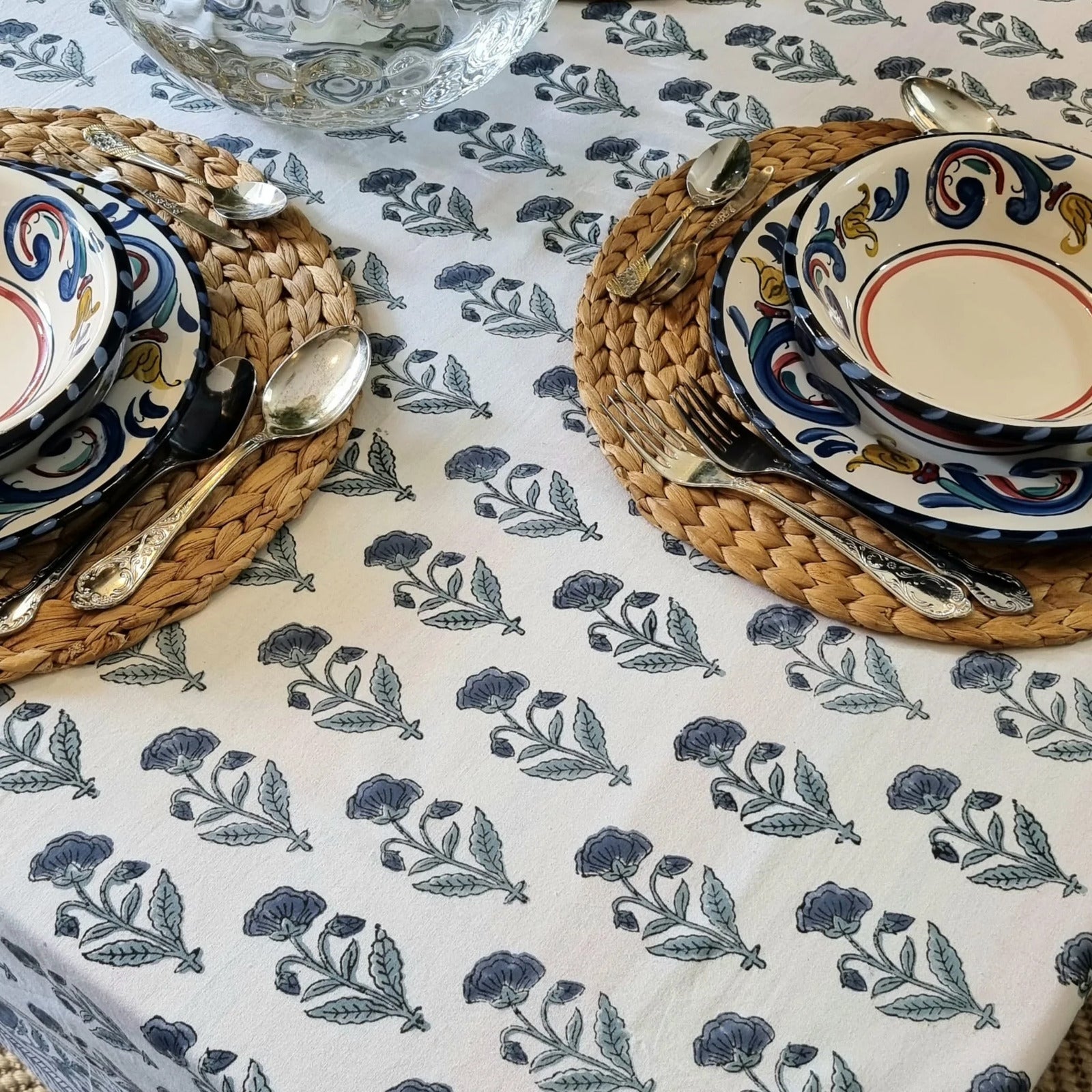Kolka Rectangle Square Tablecloth Table Cover Flower Pattern Dining Table Cloth - Grey-4