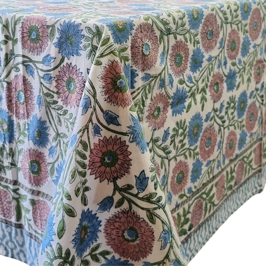 Kolka Kumudani Hand Block-Printed Tablecloth - Pink-0