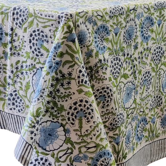 Kolka Senetti Hand Block-Printed & Sreen-Printed Textiles Tablecloth - Green-0