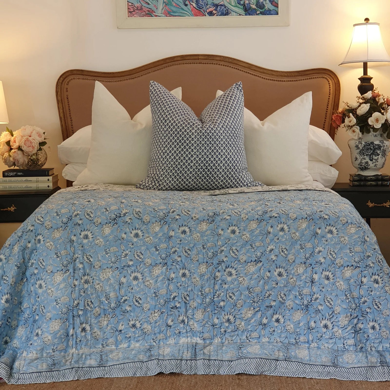 Wild Flower Ocean Reversible Quilt - Blue (Size: King 228 cm x 274 cm)-3