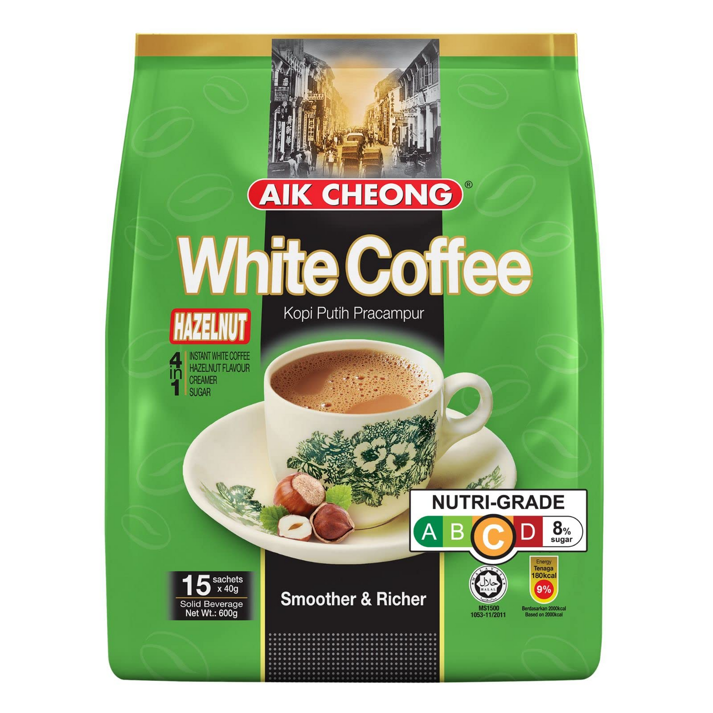 24x Aik Cheong White Instant Coffee Packs (360x 40g Sachets) - Hazelnut Flavour (14.4kg Total) Bulk-4