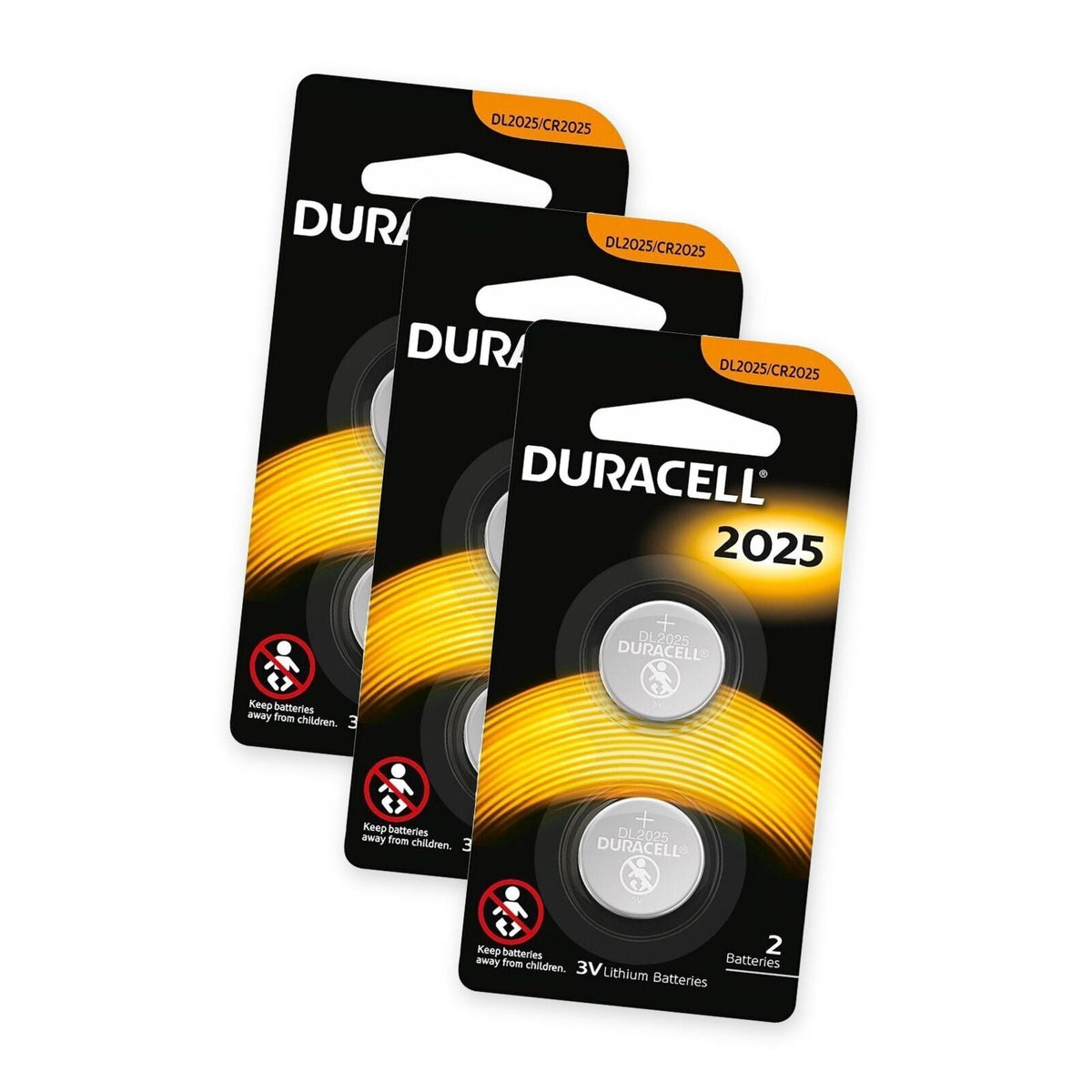 3x 2-Pack Duracell CR2025 Batteries Lithium 3V Battery Security 2025 (6 Total)