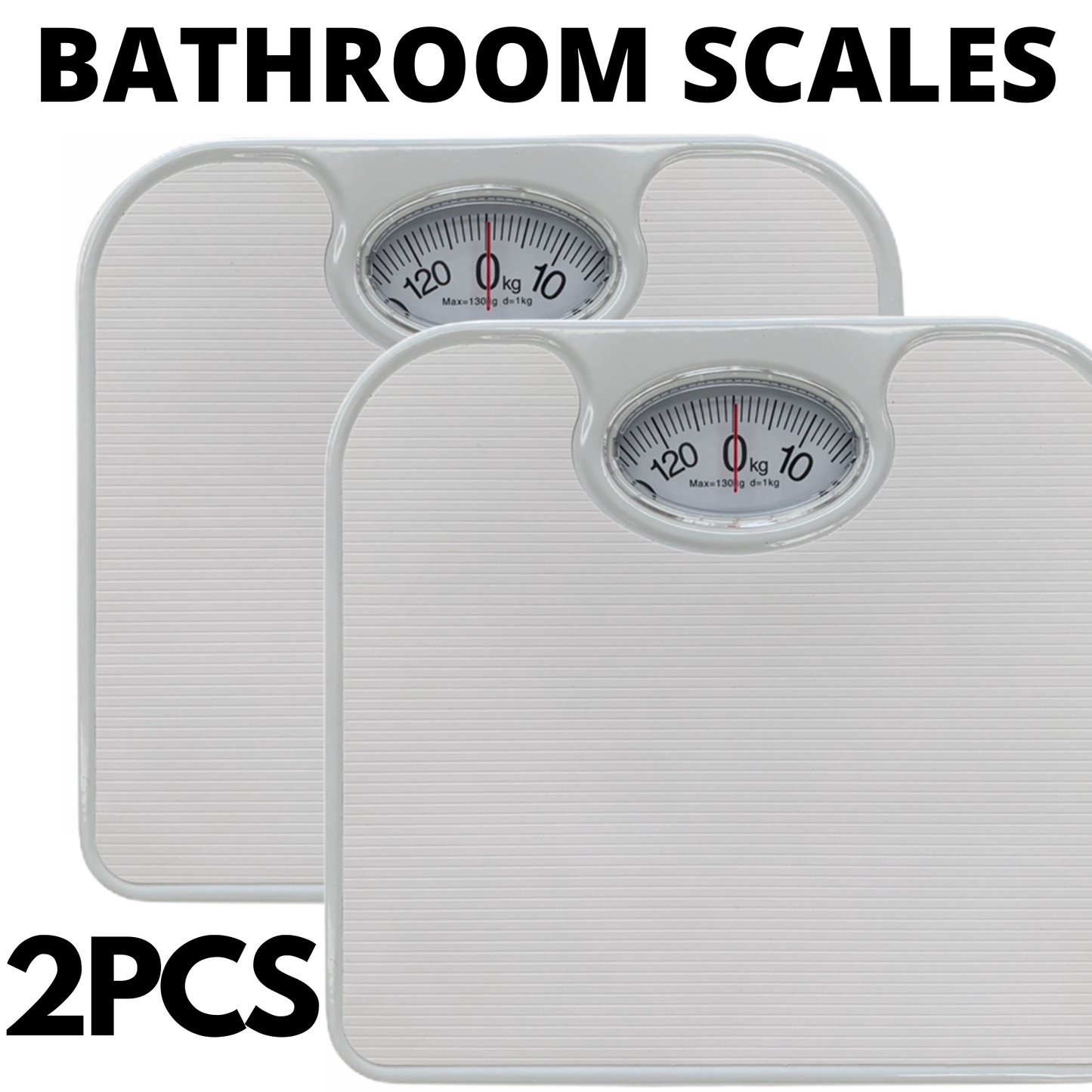 2x 130kg Mechanical Bathroom Scales Weight Checker Kilo Kg Kilograms - White-1