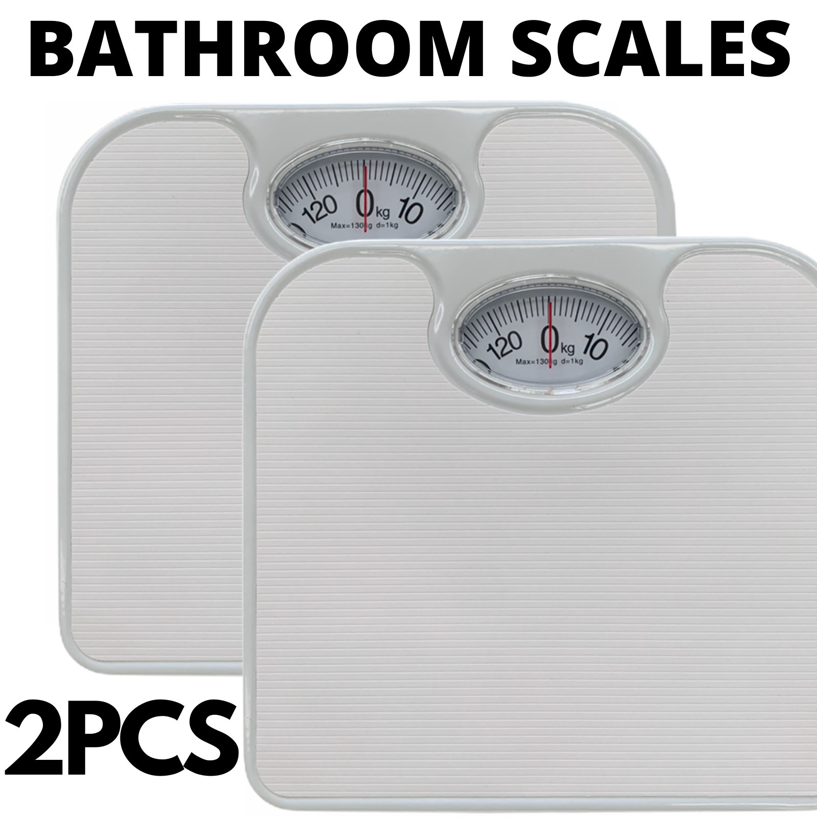 2x 130kg Mechanical Bathroom Scales Weight Checker Kilo Kg Kilograms - White-1