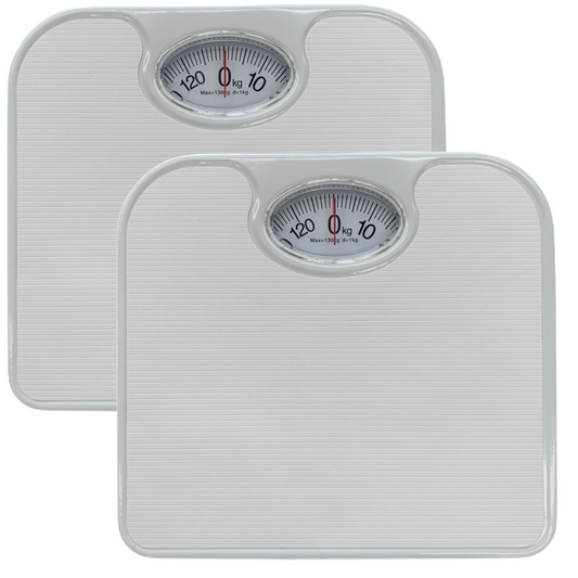 2x 130kg Mechanical Bathroom Scales Weight Checker Kilo Kg Kilograms - White-0