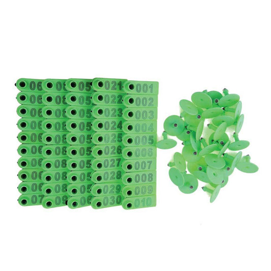 1-100 Cattle Number Ear Tag 5x2cm Set - Mini Green Cow Sheep Pig Livestock Label-0