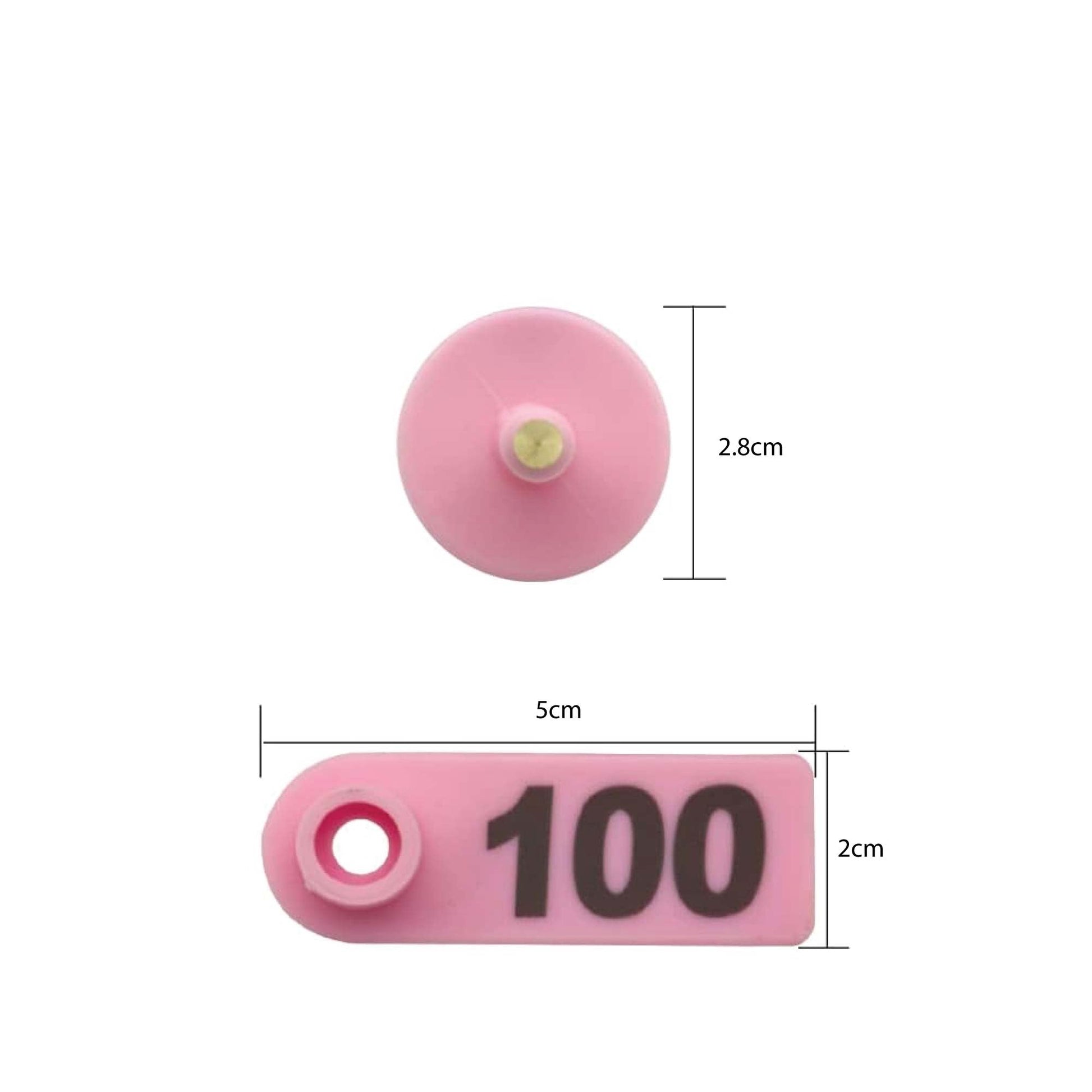 1-100 Cattle Number Ear Tag 5x2cm Set - Mini Pink Cow Sheep Pig Livestock Label-2