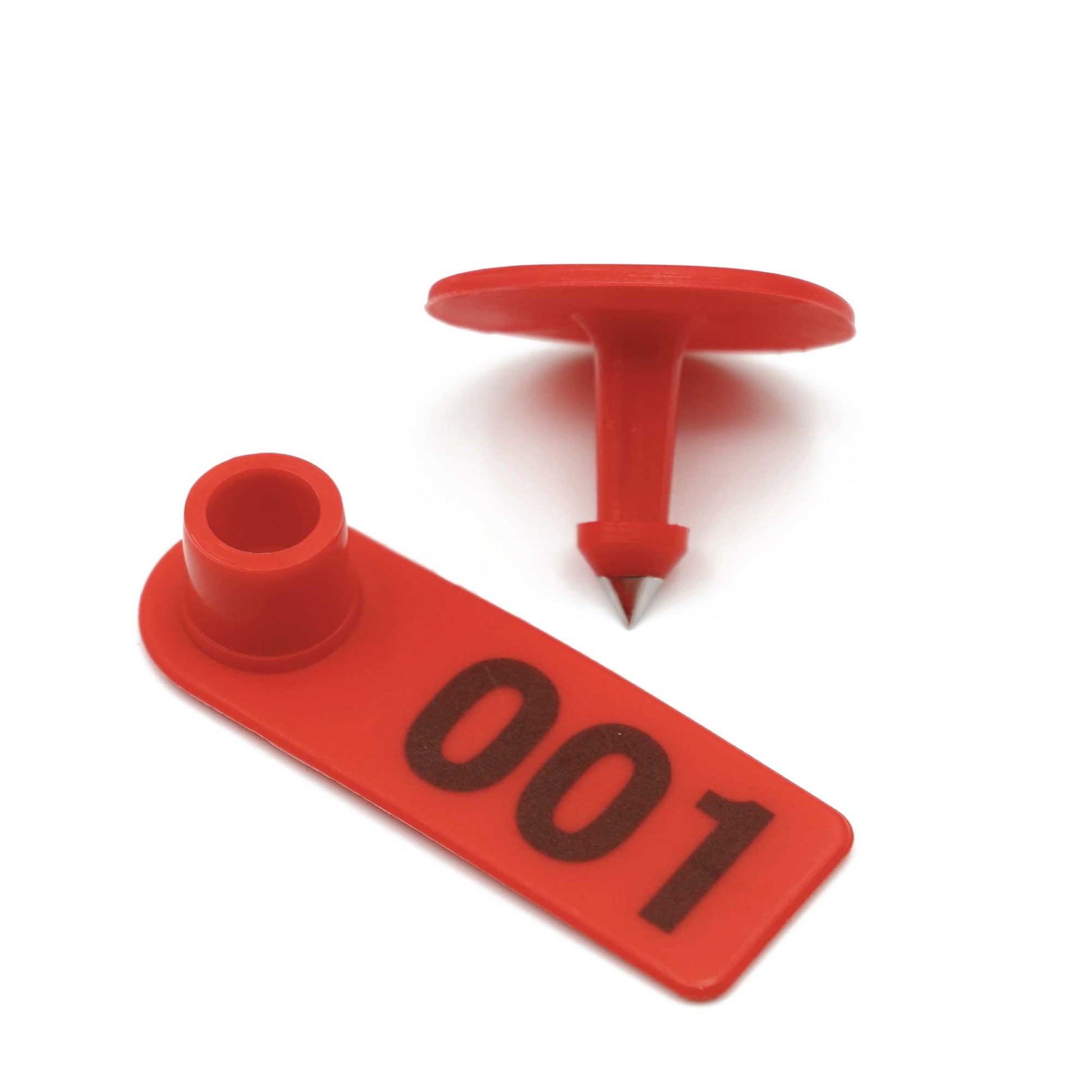 1-100 Cattle Number Ear Tag 5x2cm Set - Mini Red Cow Sheep Pig Livestock Label-1