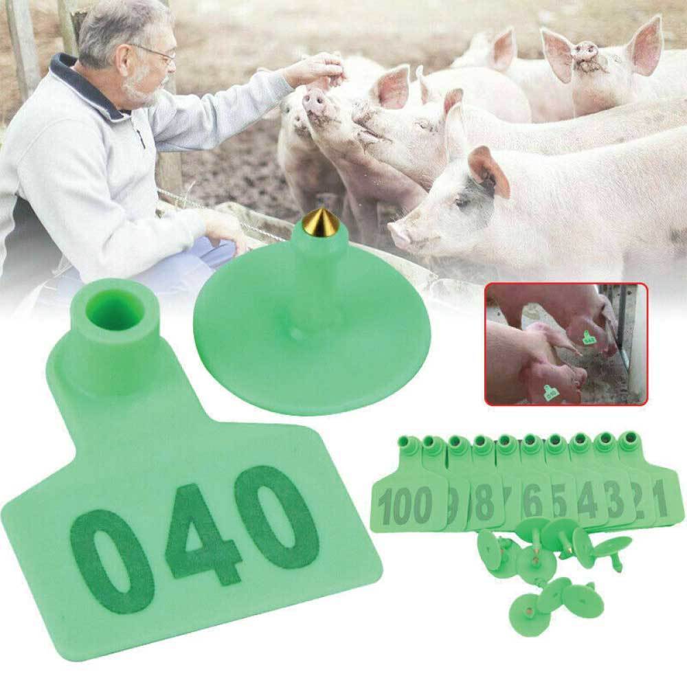 1-100 Cattle Number Ear Tag 6x7cm Set - Medium Green Sheep Livestock Label-4