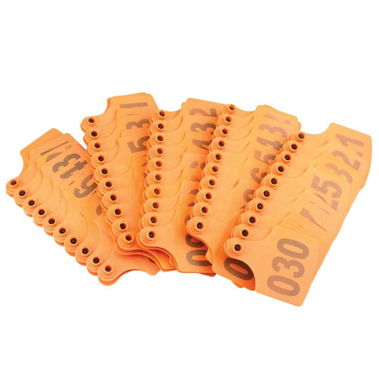 1-100 Cattle Number Ear Tag 6x7cm Set - Medium Orange Cow Sheep Livestock Label-0