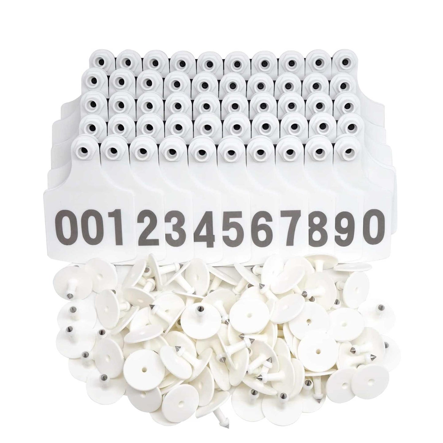 1-100 Cattle Number Ear Tag 6x7cm Set - Medium White Cow Sheep Livestock Label-0