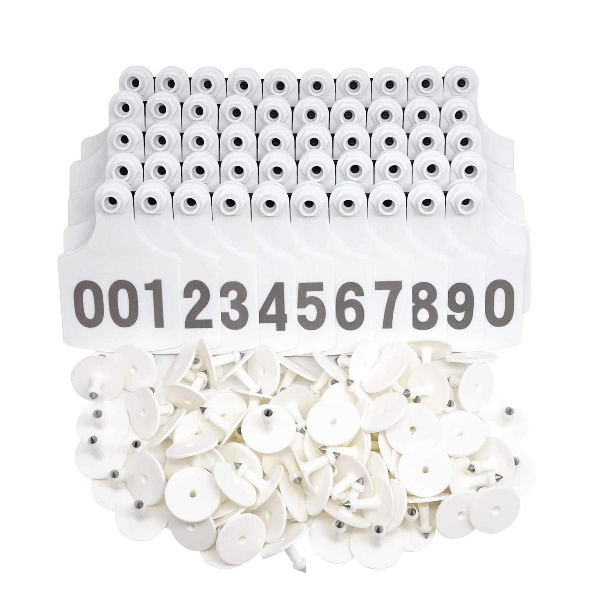 1-100 Cattle Number Ear Tag 6x7cm Set - Medium White Cow Sheep Livestock Label-0