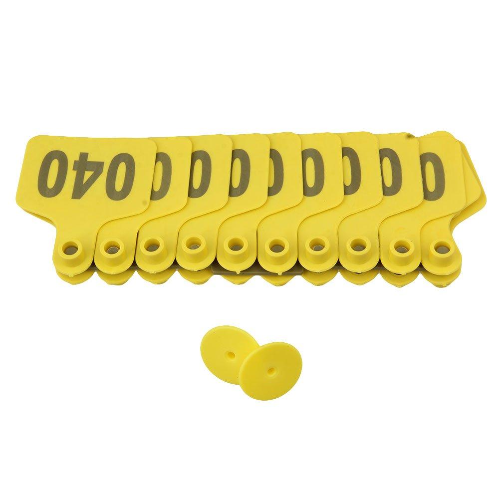 1-100 Cattle Number Ear Tag 6x7cm Set -Medium Yellow Cow Sheep Livestock Label-1