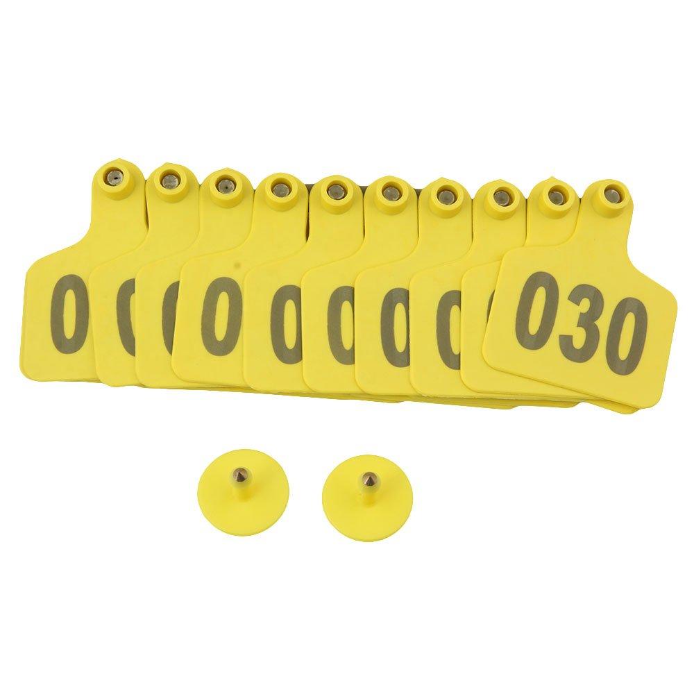 1-100 Cattle Number Ear Tag 6x7cm Set -Medium Yellow Cow Sheep Livestock Label-2