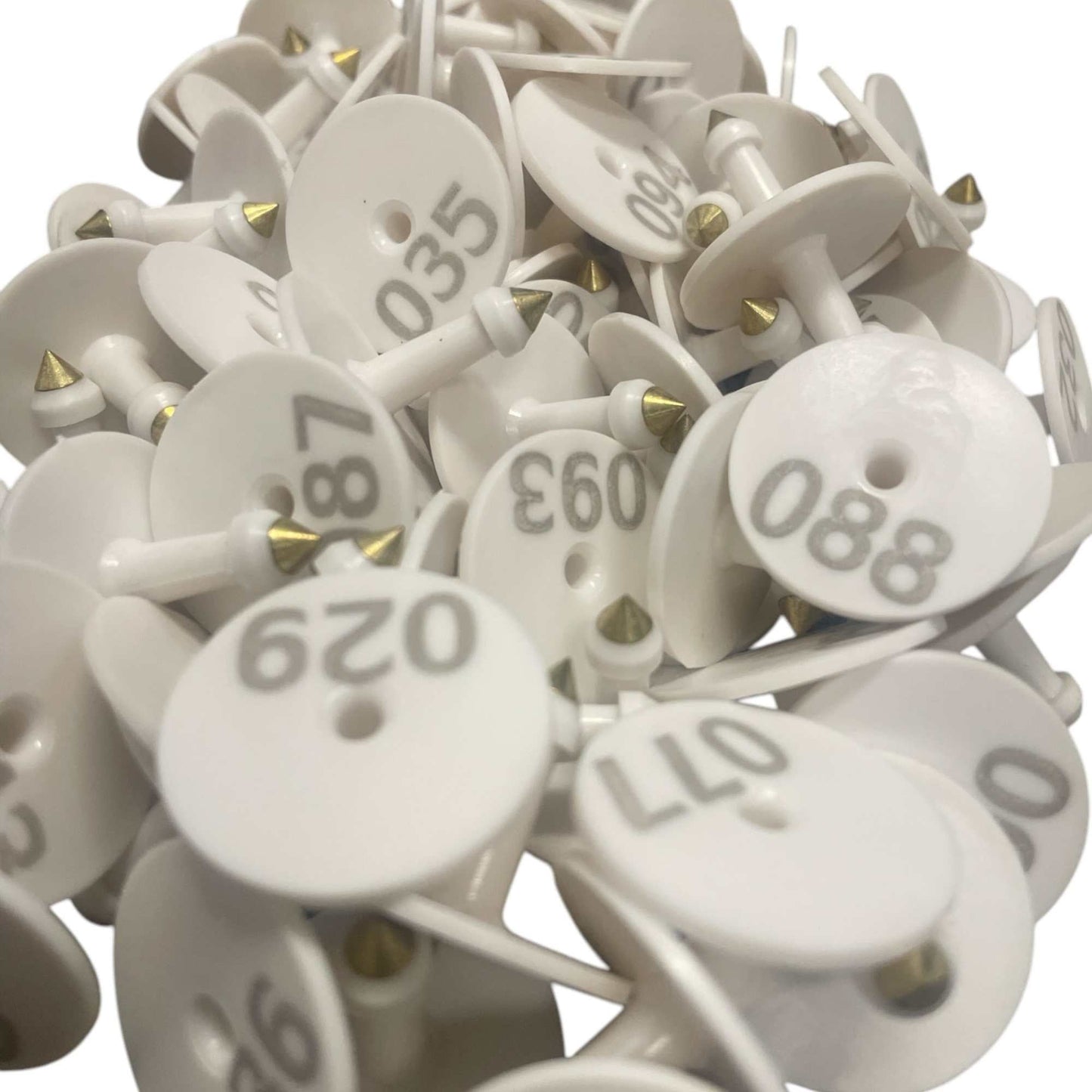 1-100 Cattle Number Ear Tag Set - Round White Pig Sheep Goat Livestock Label-2