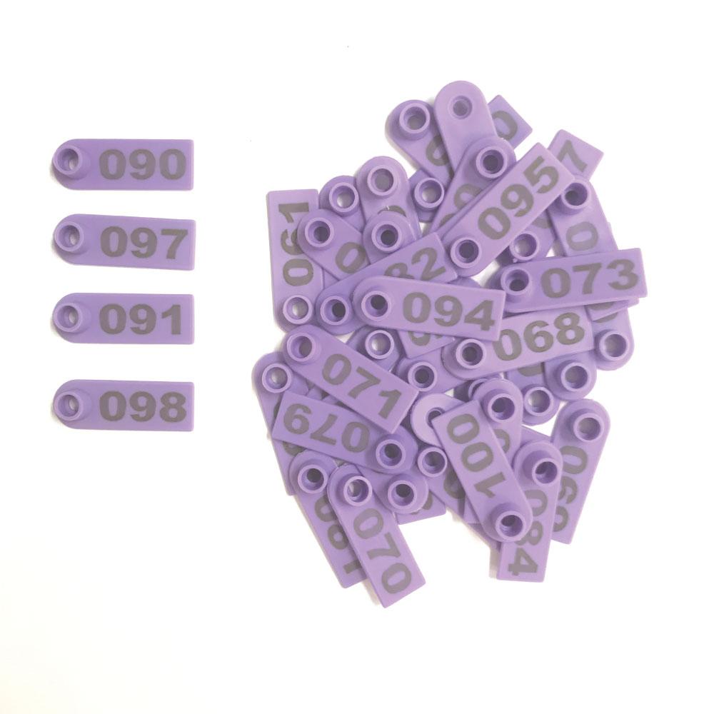 1-100 Cattle Number Ear Tags 5x2cm Purple Cow Sheep Pig Small Livestock Labels-2