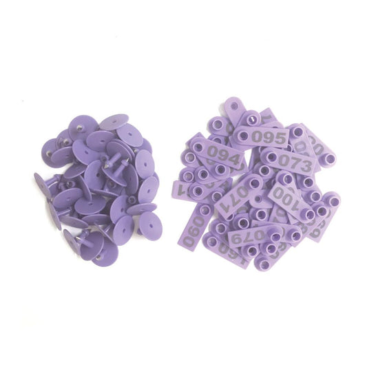 1-100 Cattle Number Ear Tags 5x2cm Purple Cow Sheep Pig Small Livestock Labels-0