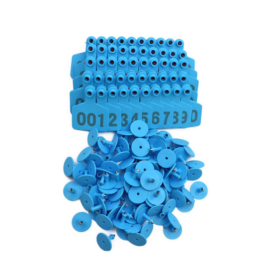 1-100 Cattle Number Ear Tags 5x4cm Set - Small Blue Pig Goat Livestock Label-0