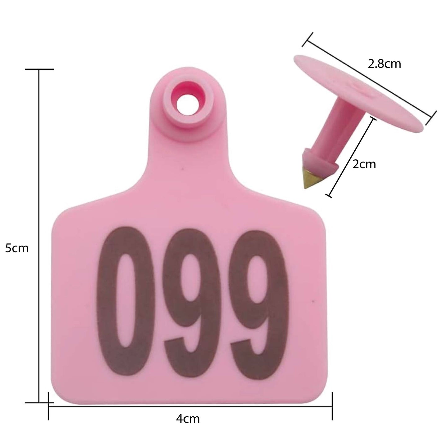 1-100 Cattle Number Ear Tags 5x4cm Set - Small Pink Pig Goat Livestock Label-4