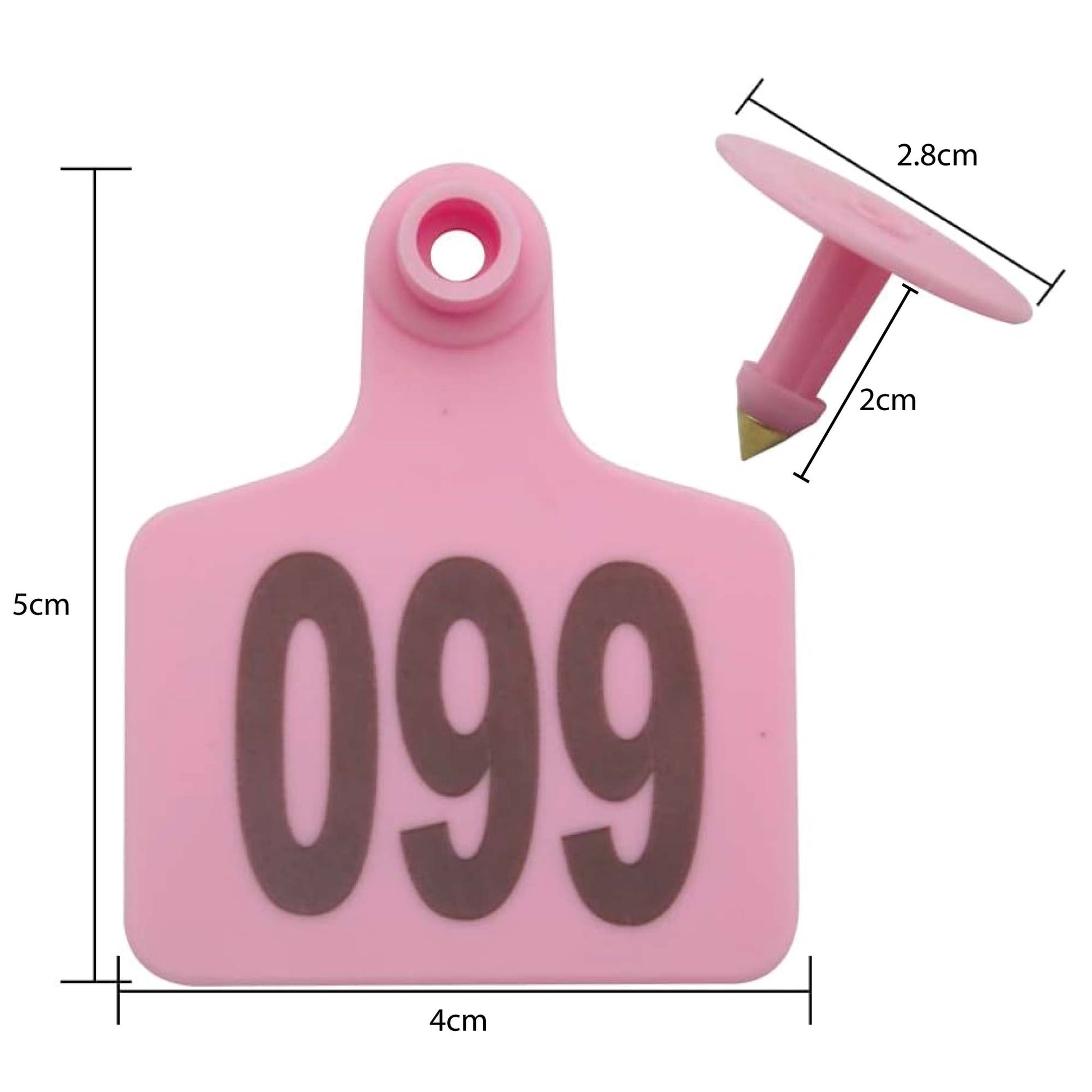 1-100 Cattle Number Ear Tags 5x4cm Set - Small Pink Pig Goat Livestock Label-4
