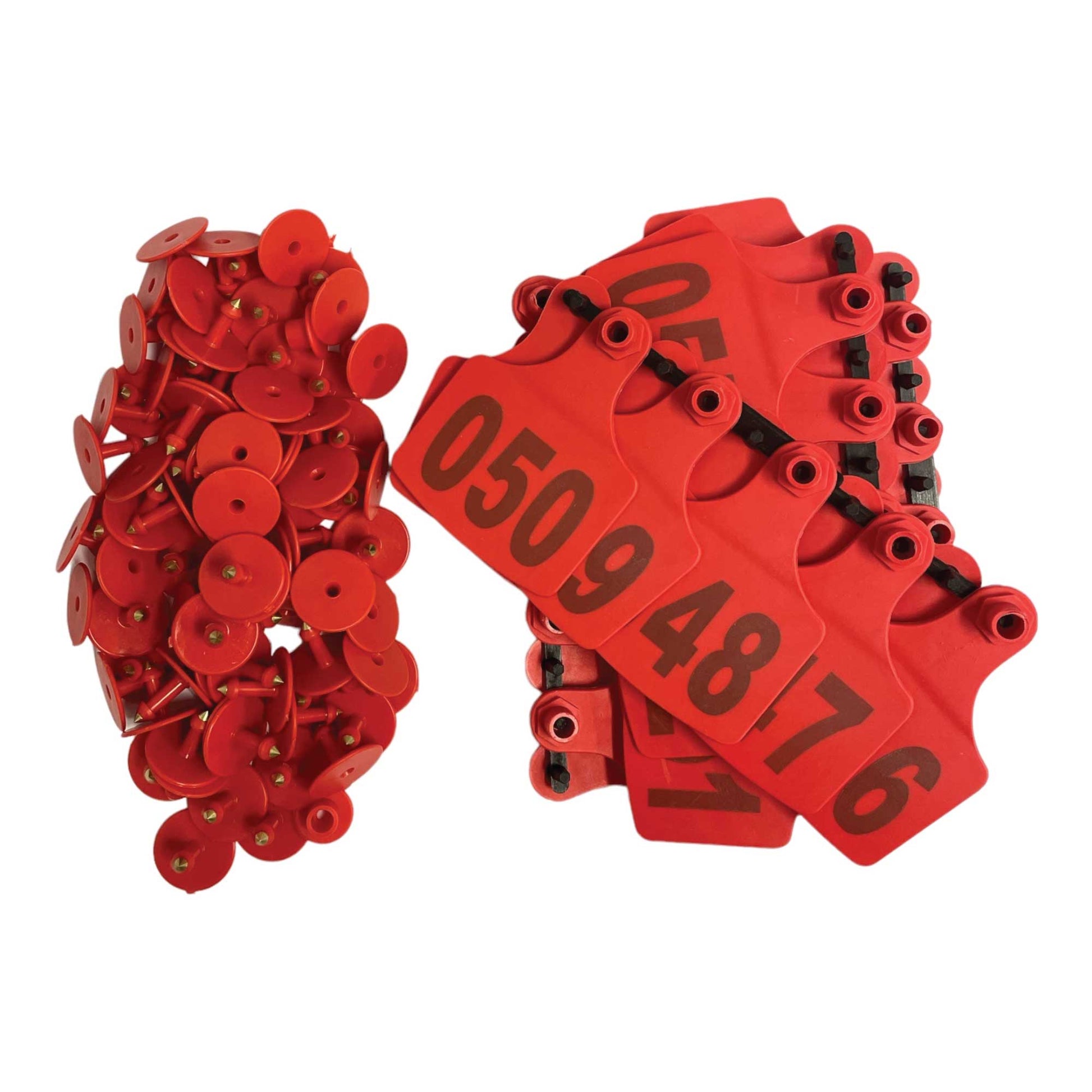 1-100 Cattle Number Ear Tags 7.5x10cm Set - XL Red Cow Sheep Livestock Labels-1