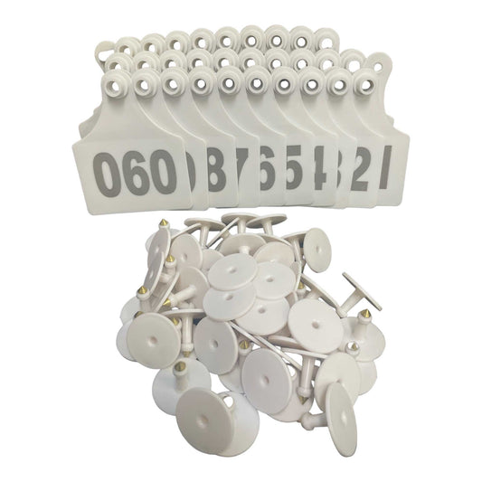 1-100 Cattle Number Ear Tags 7x10cm Set - XL White Cow Sheep Livestock Labels-0