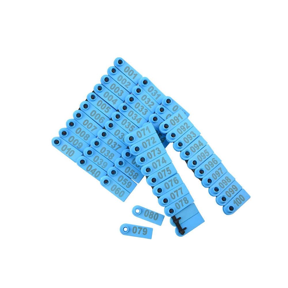 1-100 Cattle Number Ear Tags Set 5x2cm - Blue Small Cow Sheep Pig Livestock Label-2