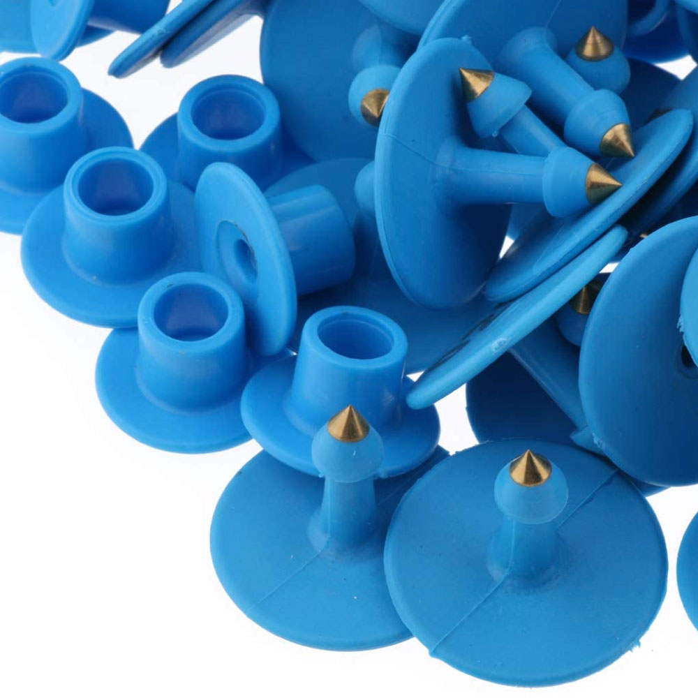 1-100 Cattle Number Ear Tags Set - Round Blue Pig Sheep Goat Livestock Labels-2