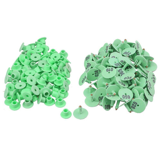 1-100 Cattle Number Ear Tags Set - Round Green Pig Sheep Goat Livestock Label-0