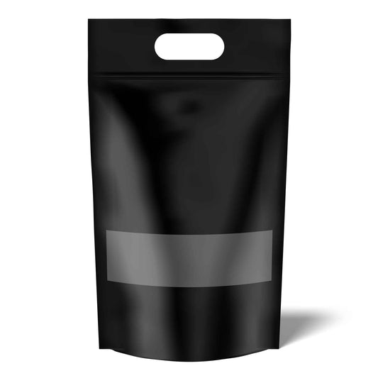 100 Resealable Black Stand Up Bags 44x29.5cm - Food Packaging Zip Handle Pouch-0