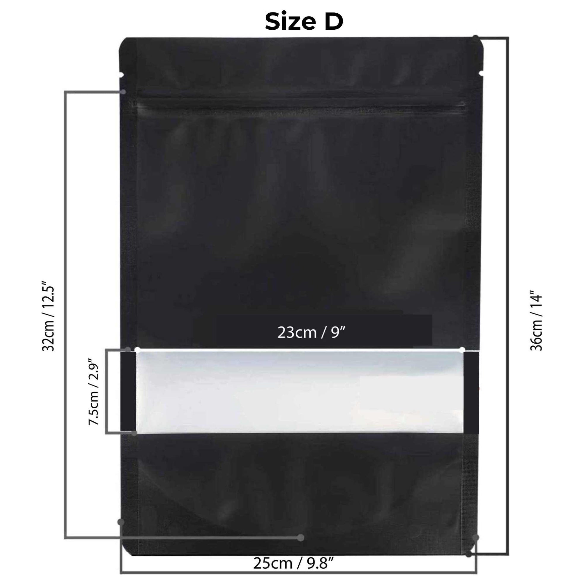 100 Resealable Mylar Stand Up Bags 36x25cm - Black Food Packaging Zip Pouch-1
