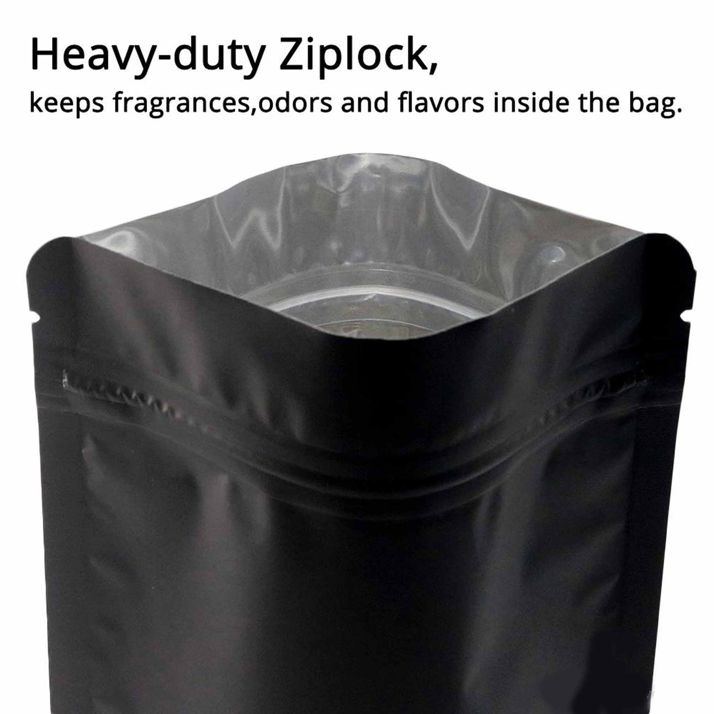 100 Resealable Mylar Stand Up Bags 36x25cm - Black Food Packaging Zip Pouch-4
