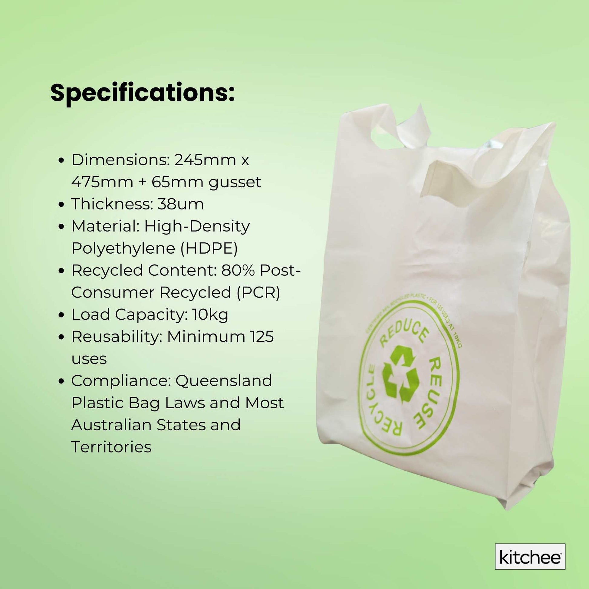 1000x Medium Reusable Plastic Singlet Shopping Bags 80% Recycled 38UM Compliant-4