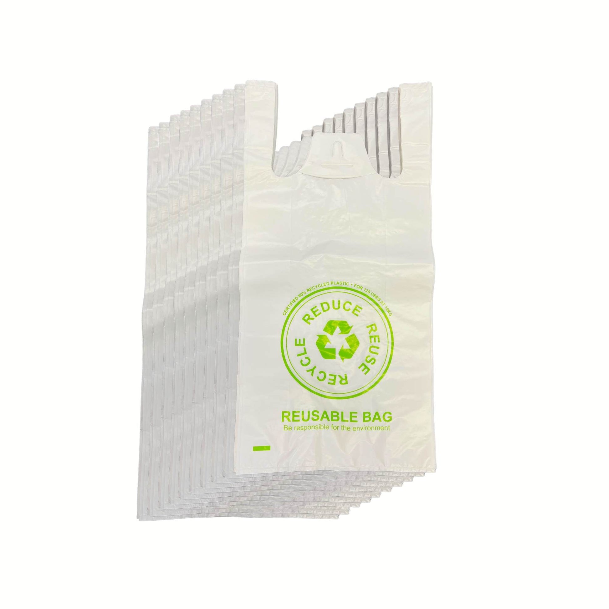 1000x Medium Reusable Plastic Singlet Shopping Bags 80% Recycled 38UM Compliant-0