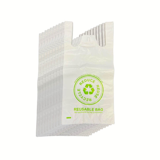1000x Medium Reusable Plastic Singlet Shopping Bags 80% Recycled 38UM Compliant-0