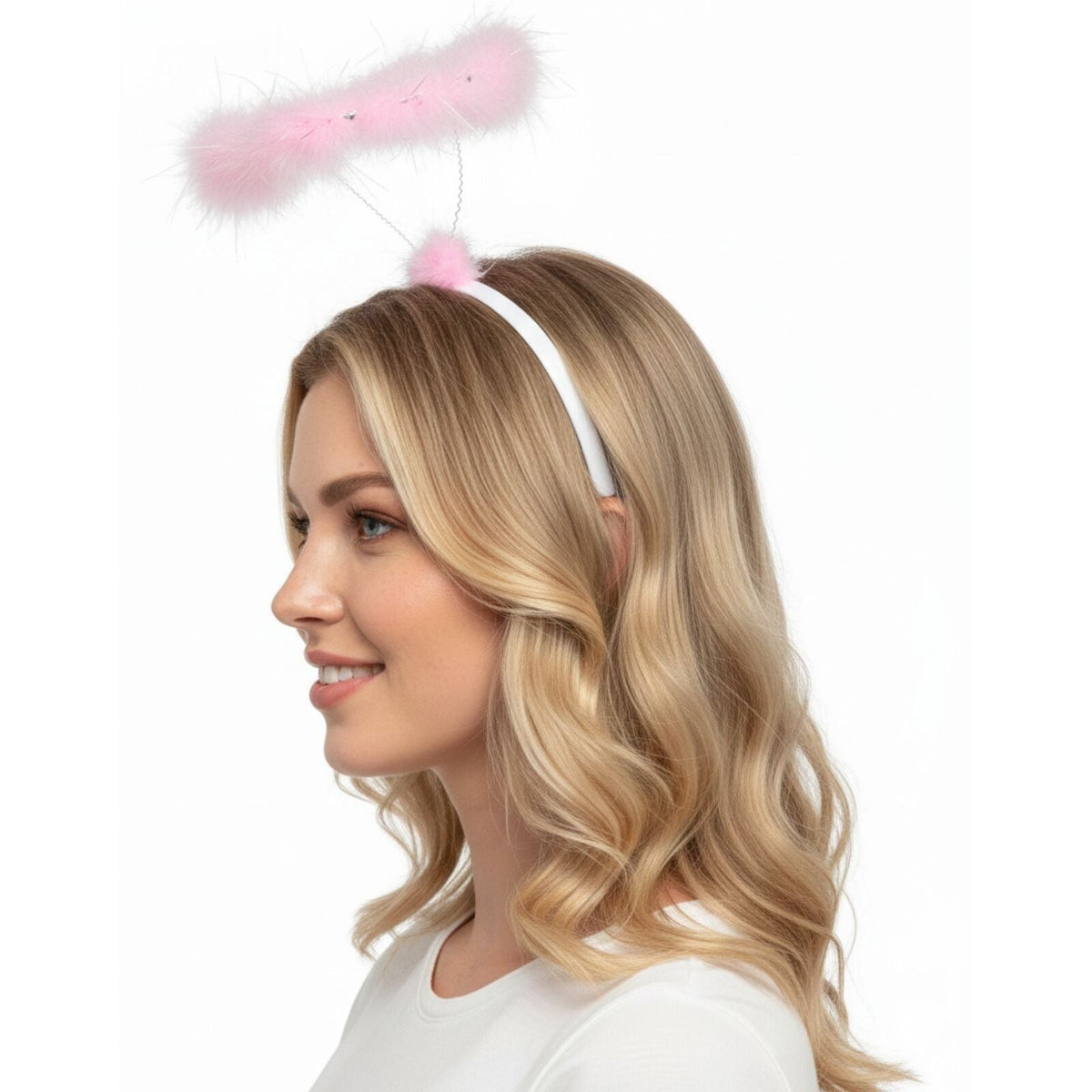 ANGEL HEADBAND Fairy Halo Hair Hoop Costume Dress Up Party - Pink