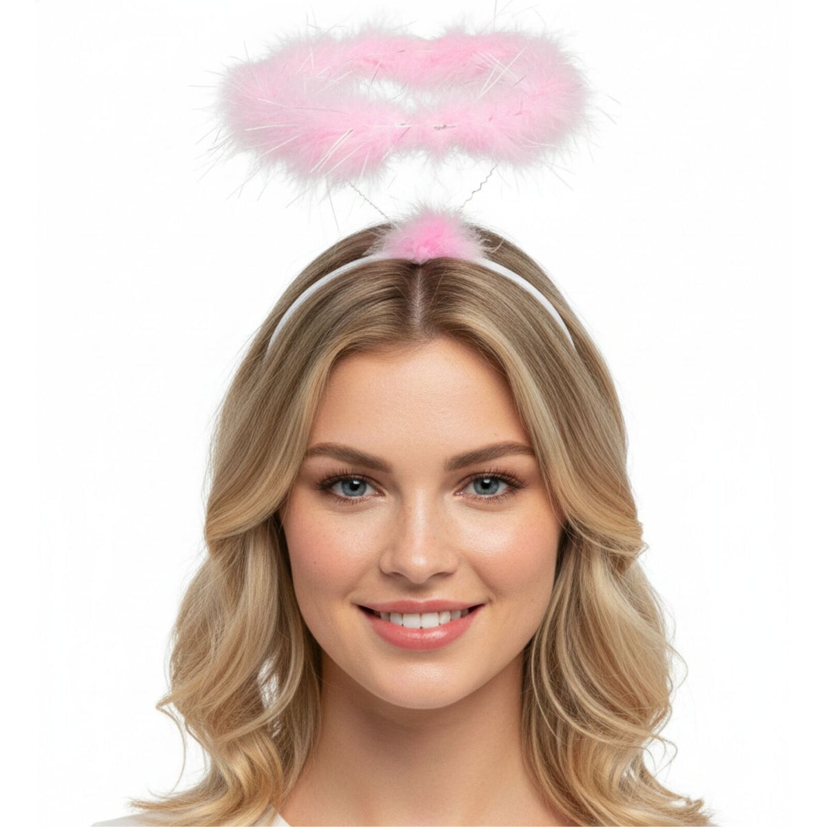 ANGEL HEADBAND Fairy Halo Hair Hoop Costume Dress Up Party - Pink