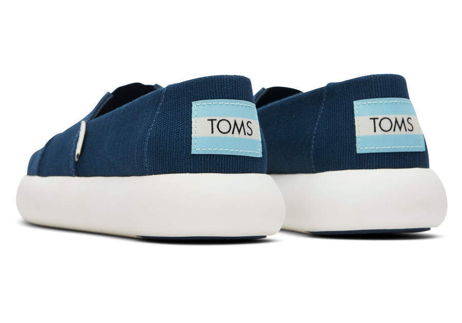 TOMS Womens Platform Alpargata Canvas Shoes Slip On Casual Shoes Flats - Blue-4