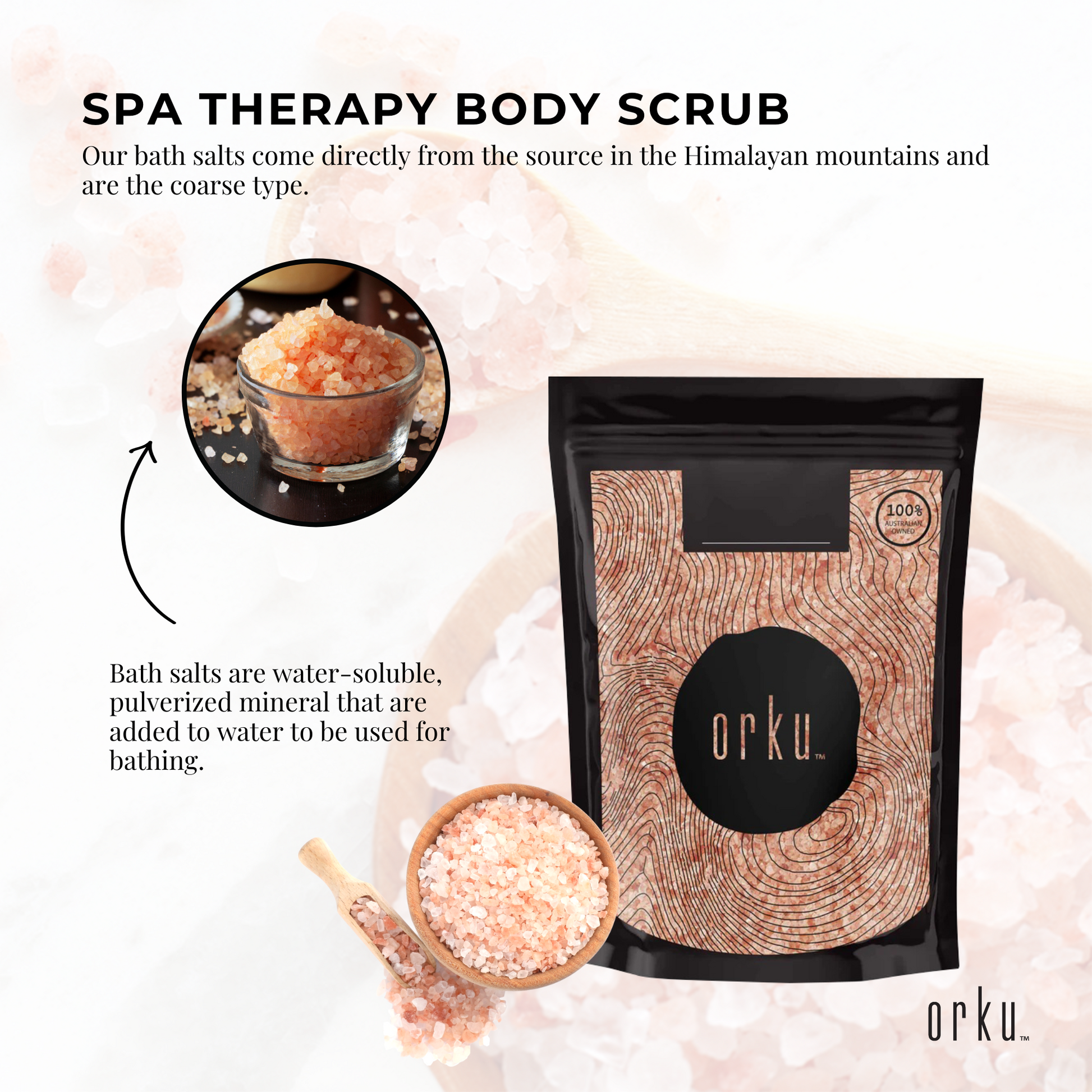 100g Pink Himalayan Bath Salts - Natural Crystal Rocks - Spa Therapy Body Scrub-4