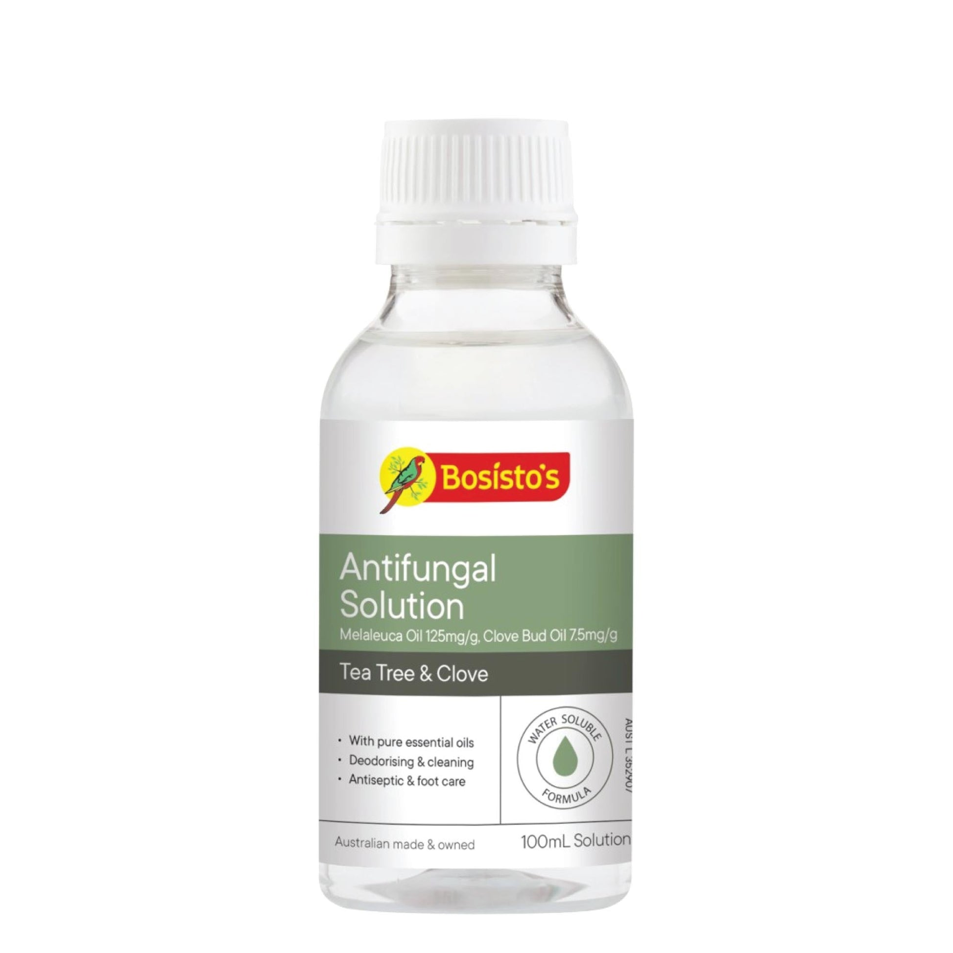 100mL Bosisto's Antifungal Tea Tree Clove Solution Water Soluble Essential Oils-0