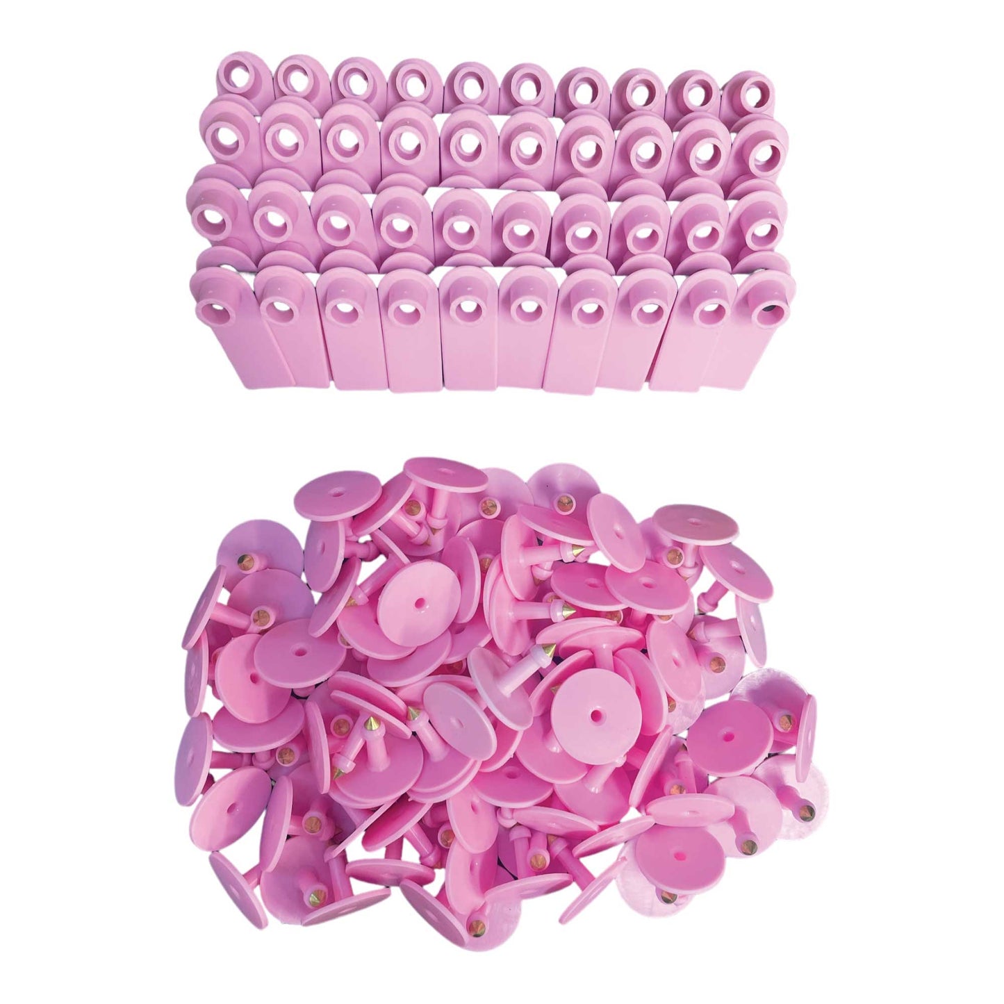 100x Cattle Ear Tags 5x2cm Set - Mini Pink Blank Pig Goat Livestock Label-0