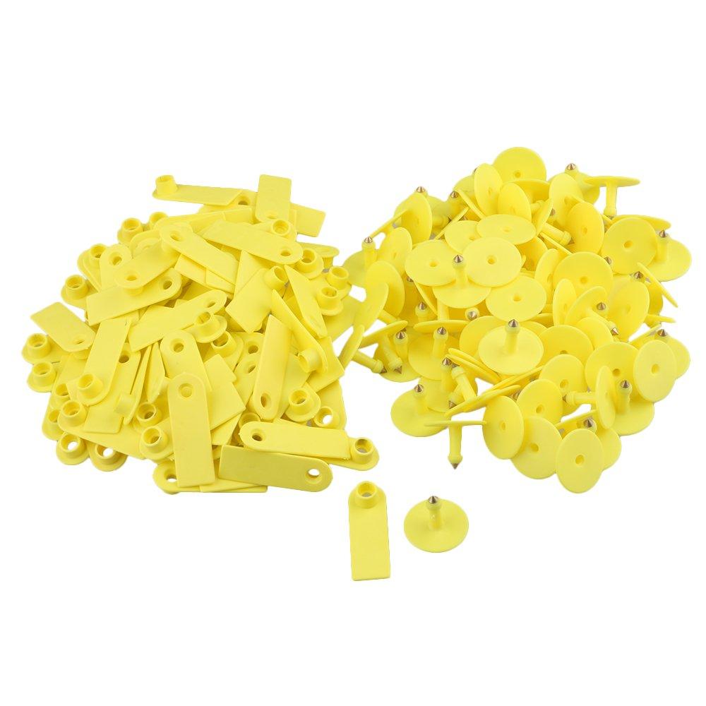 100x Cattle Ear Tags 5x2cm Set - Mini Yellow Blank Pig Goat Livestock Label-0