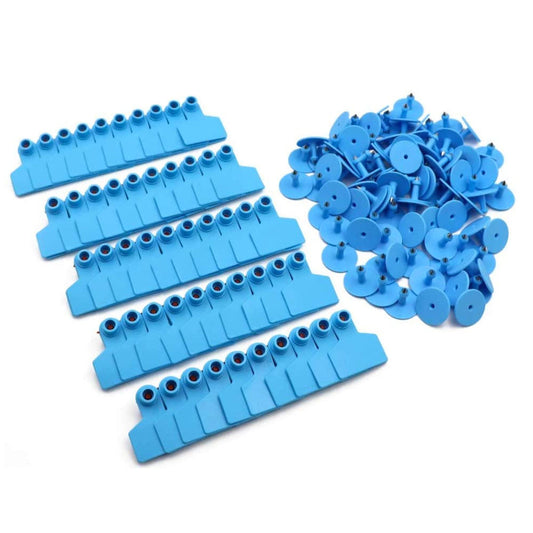 100x Cattle Ear Tags 5x4cm Set Cow Sheep Goat Blue Small Blank Livestock Label-0