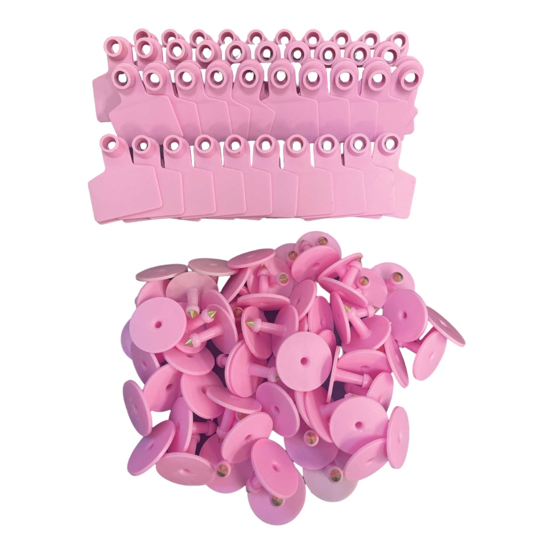 100x Cattle Ear Tags 5x4cm Set - Small Pink Blank Sheep Pig Livestock Label-0
