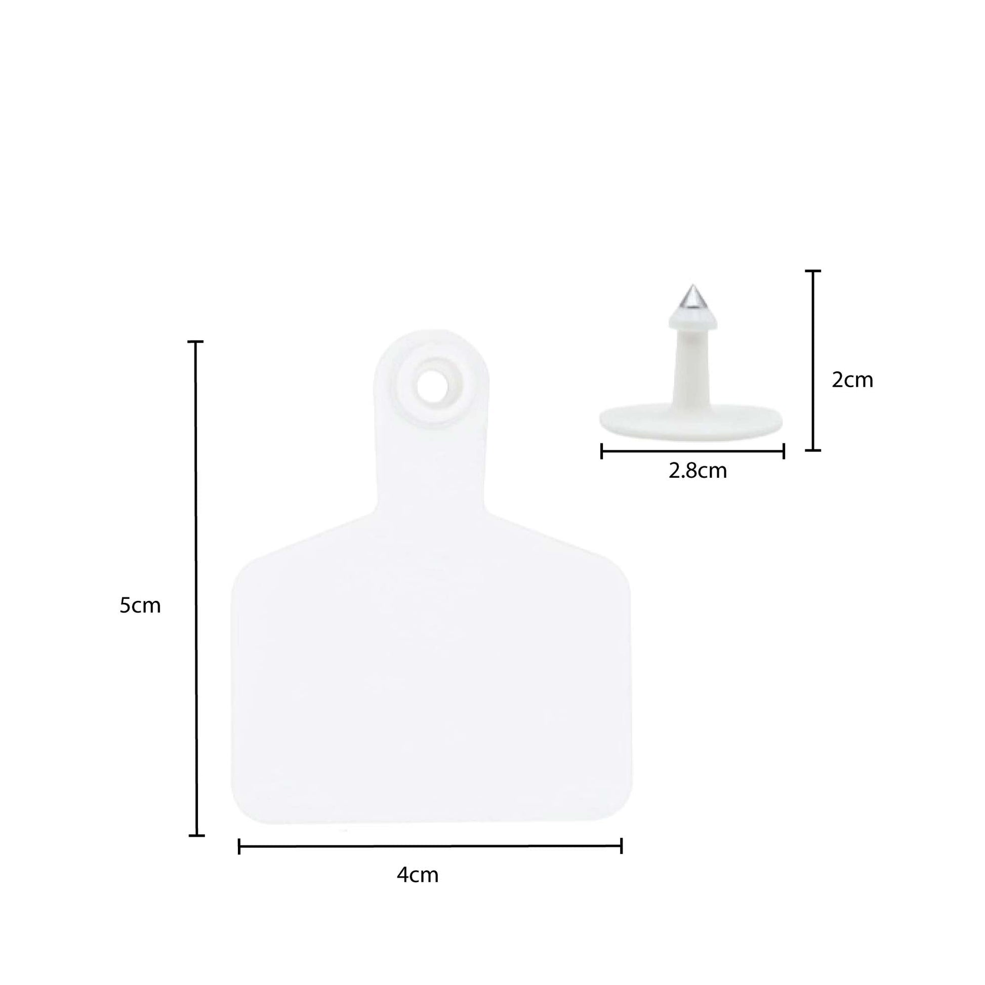 100x Cattle Ear Tags 5x4cm Set - Small White Blank Sheep Pig Livestock Label-2